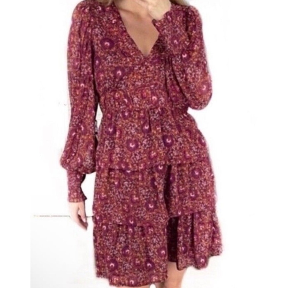 House Harlow Purple Floral Paisley Tiered MiniDress Boho Smock Whimsigoth dainty